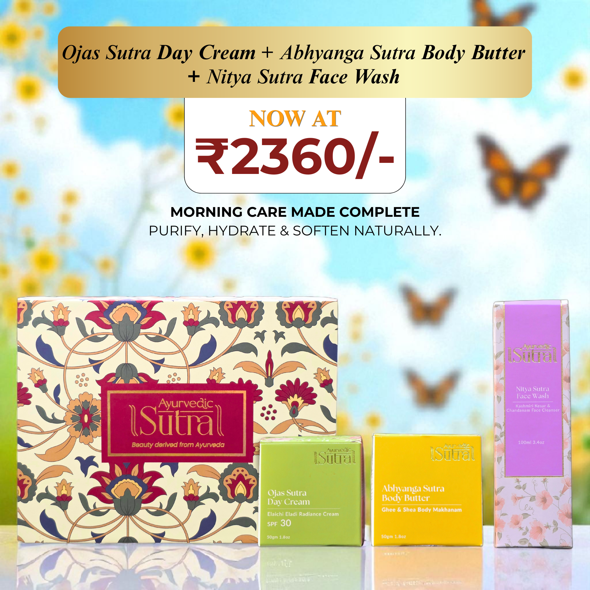Ayurvedic Sutra 3-piece skincare combo for him & her