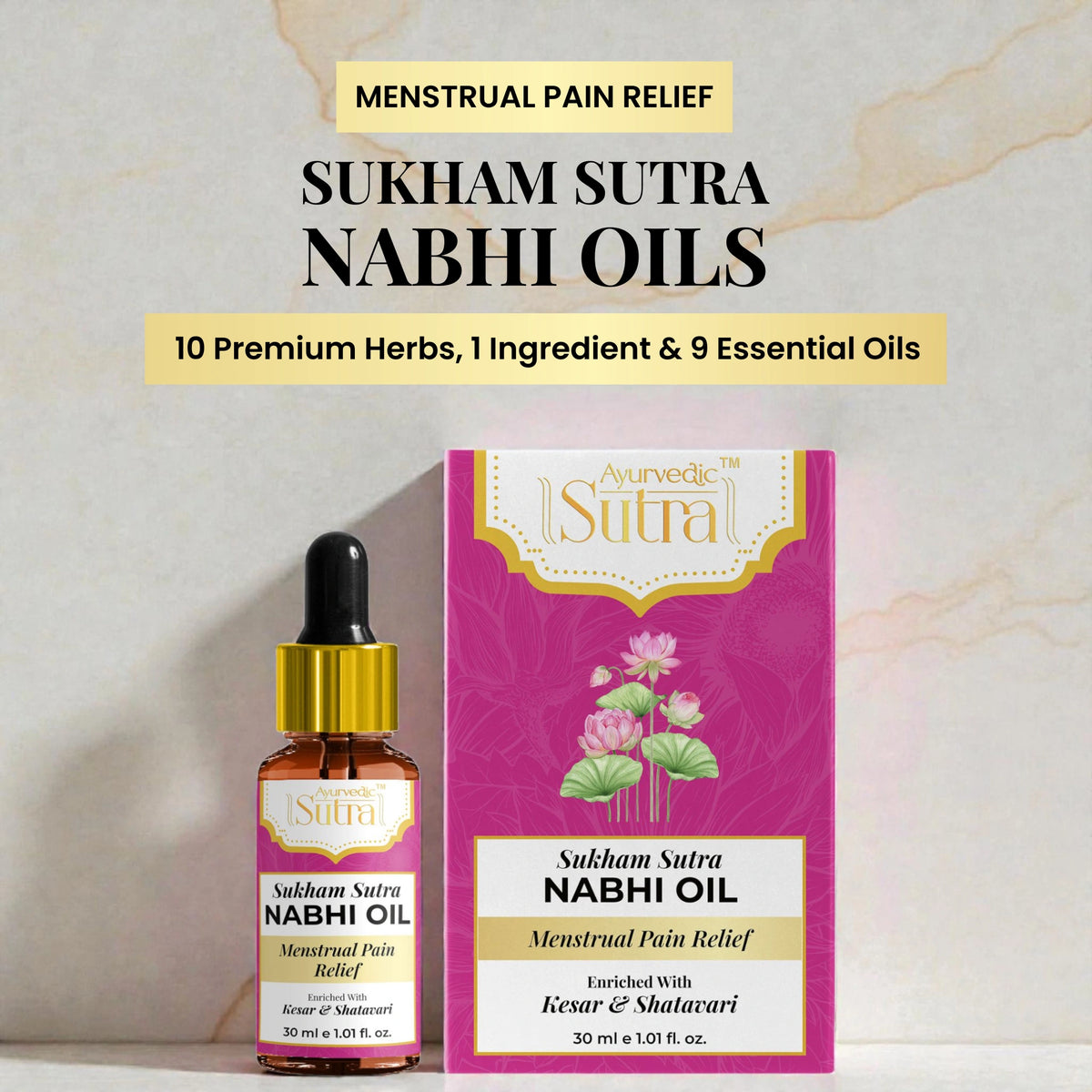Menstrual Pain Relief, Cramp Ease & Calm – Sukham Sutra Nabhi Oil, 30 ml